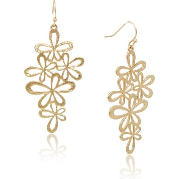 POMINA Floral Celtic Gold Dangle  Filigree Drop Earrings for Women - Picture 1 of 9